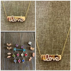 Bar necklace "Love"+ 18 charms